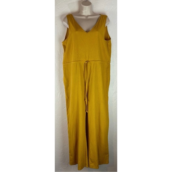 Anthropologie DREW Linen Blend Mustard Jumpsuit Capsule Minimalist, size Medium - Picture 2 of 8
